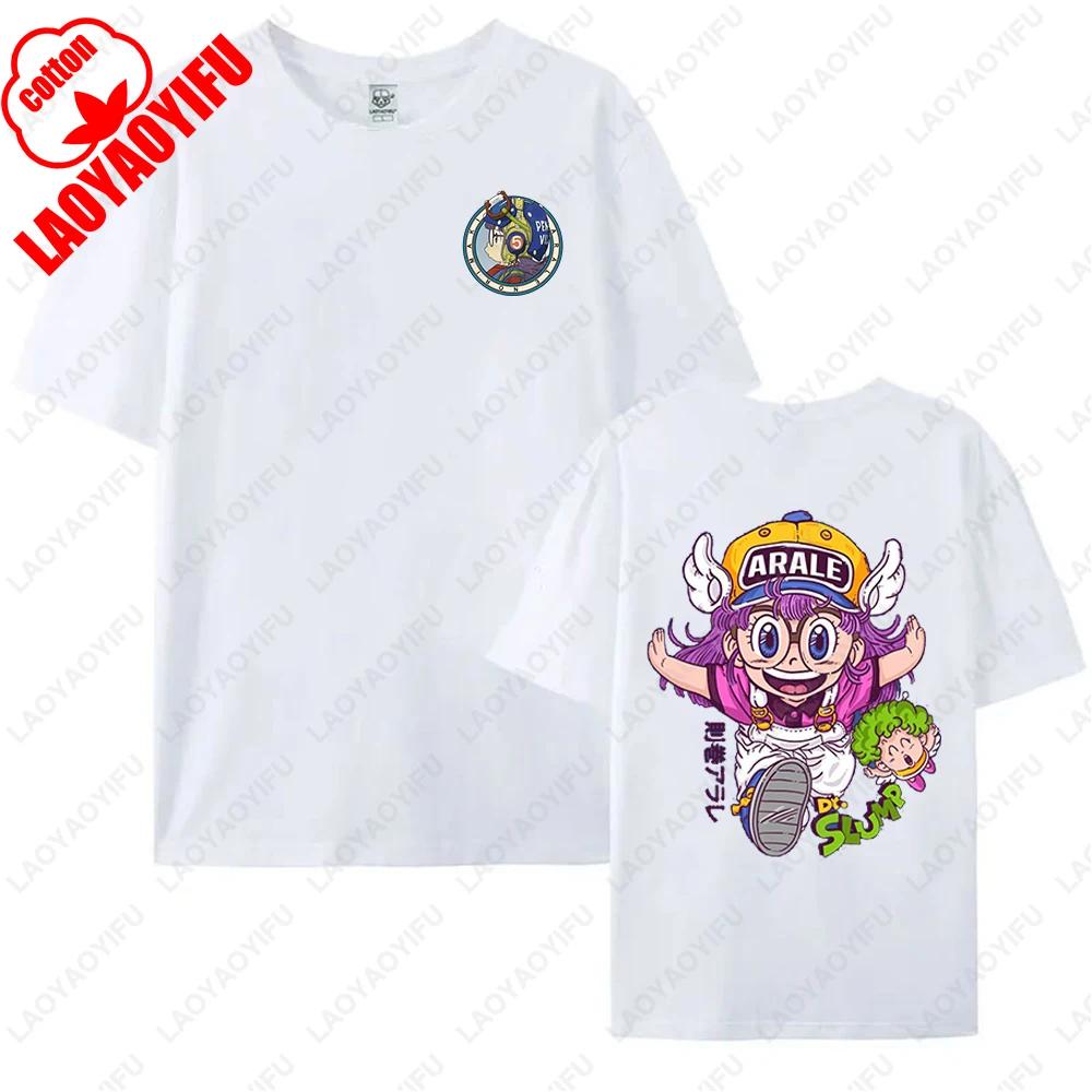 Kawaii Arale T-shirts Man Women Graphic Japanese Manga Tshirt Y2k Clothes Cotton Short-sleev Tee Clothing Two-sided Printed Tops