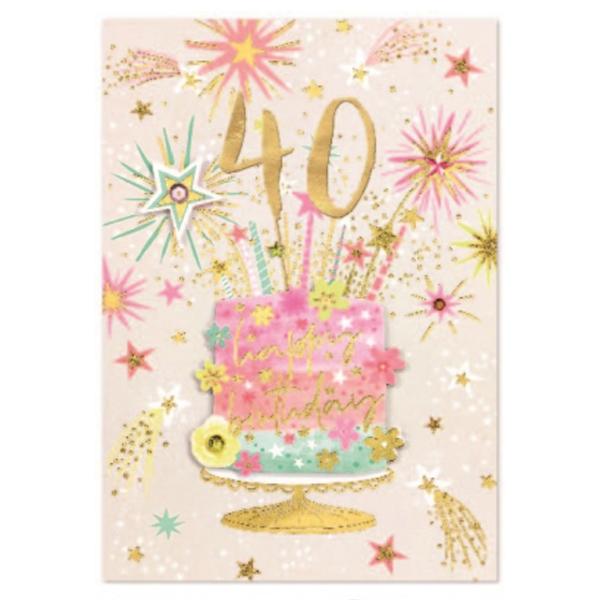 Simon Elvin Isabel Garden Cake 40th Birthday Greetings Card (Pack of 6)