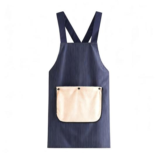 Waterproof Kitchen Apron with Pocket Removable Towel Multi-Functional Adjustable Oil-proof Men Women Chef Cooking Baking Striped Bib Apron