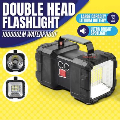 Super Bright P70LED40w, 7 Modes, Rechargeable Portable Dual Head Flashlight with Searchlight, Outdoor Work Illumination