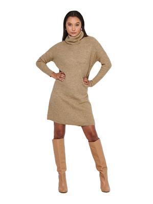 Only - Women' Turtleneck Dress - Onljana / Cowlnck Dress Wool Kn Noos 15140166 Indian Tan