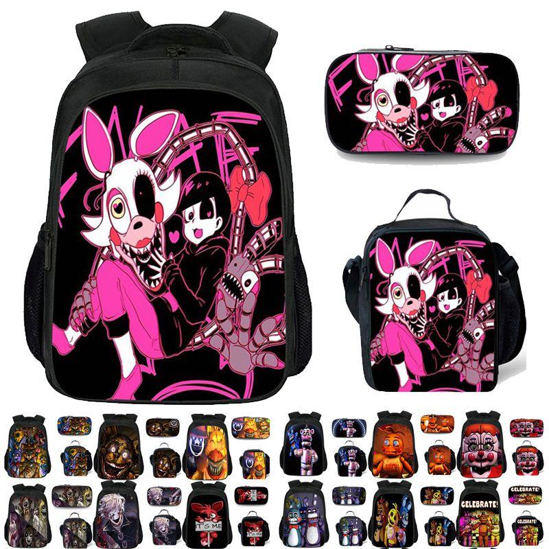 Vibrant Five Nights At Freddys Backpack Set With Lunch Bag And Pencil Case