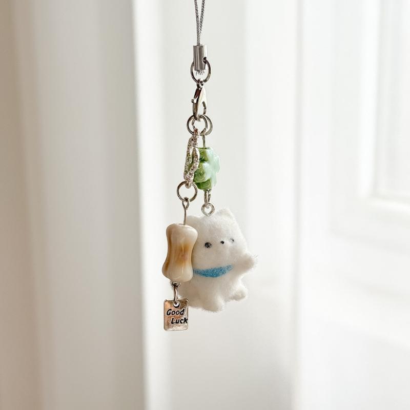 Flockad Tecknad Nyckelring Sött Djurhänge Väskdekoration Nyckelring Telefonkedja Snodd