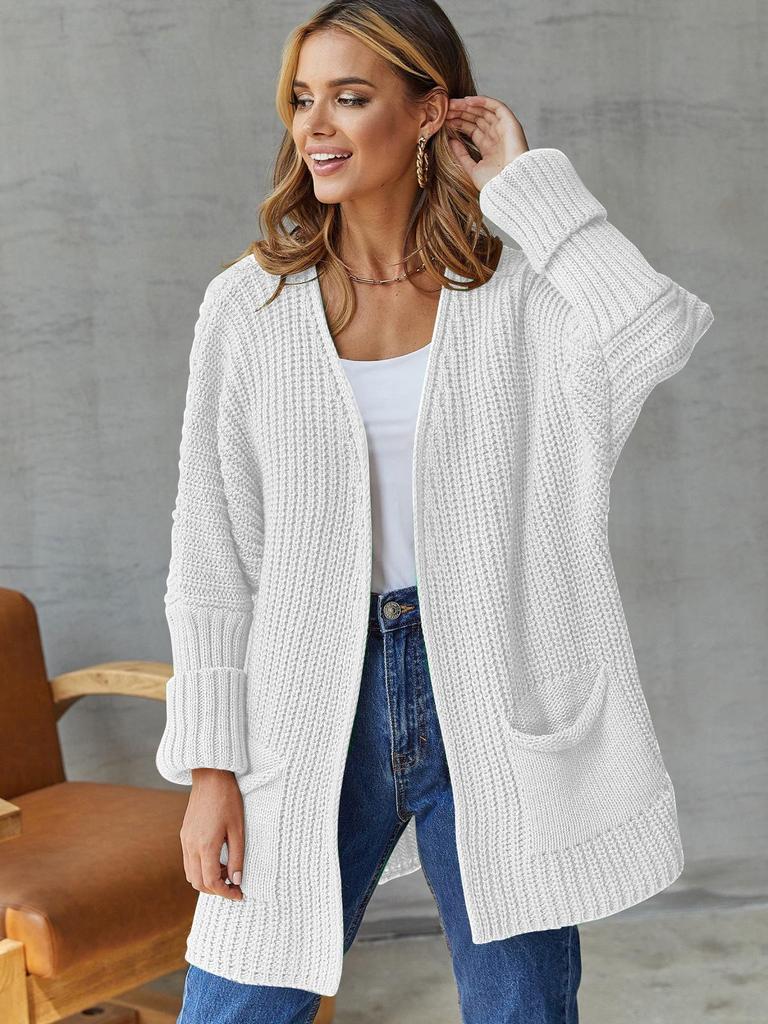 2025 Women's Loose Knit Cardigan: Commuting Style Mid-Length Sweater with Plus Size Option