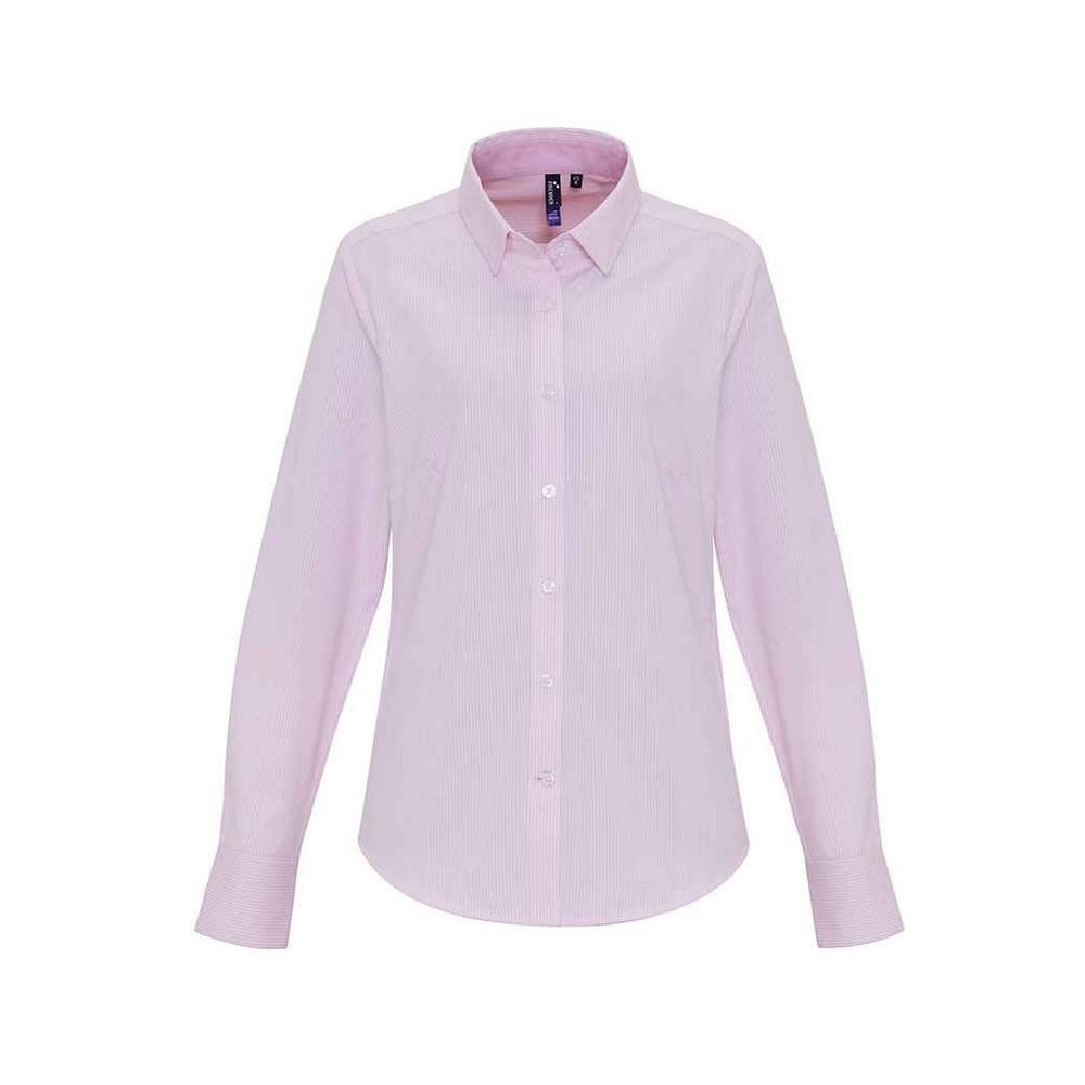 Premier Womens/Ladies Striped Oxford Long-Sleeved Formal Shirt