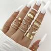 Alloy Multi Style Ring Set Heart Shape Love Chain Joint Ring 2024 Wave Joint Rings Set  Woman