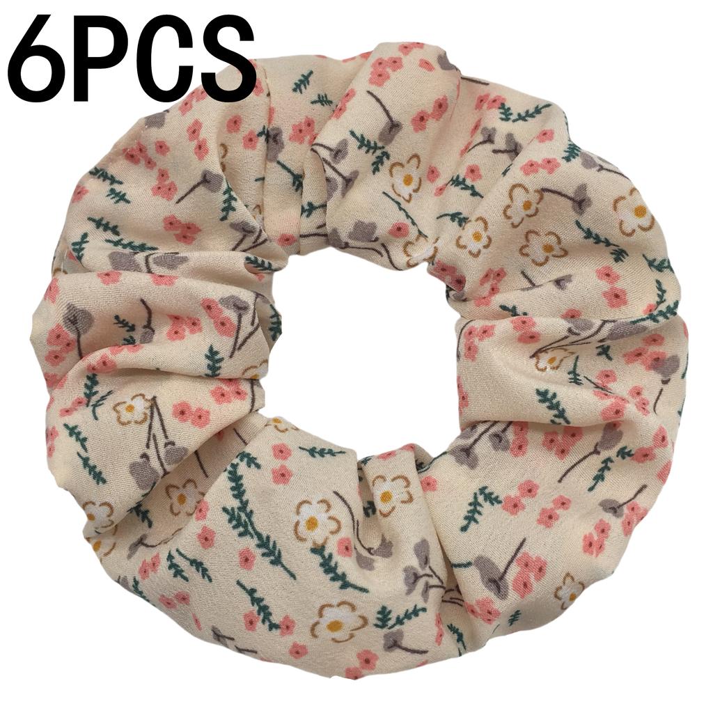 6pcs/lot Hair Scrunchies Bands Scrunchy Ties Ropes Ponytail Holder for Women Accessories Fabric Headwear Ditsy Floral Sweet Cute