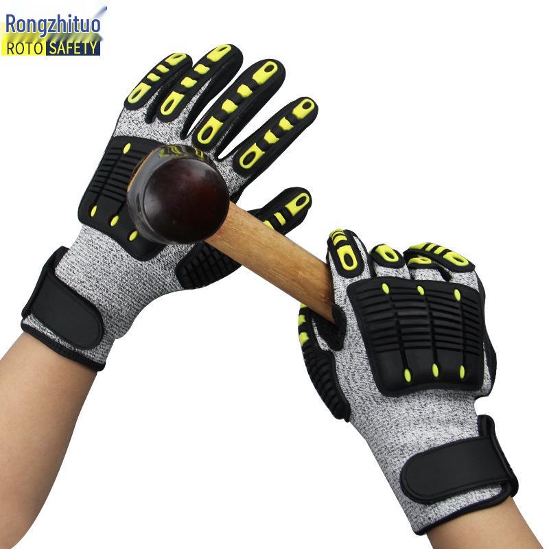 Level 5 Cut-Resistant TPR Anti-Impact Gloves: Non-Slip, Wear & Puncture Resistant for Petroleum, Mining, Heavy Industry.