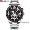 CURREN 8395 Men's Multifunctional Waterproof Sports Watch with Steel Band and Calendar.