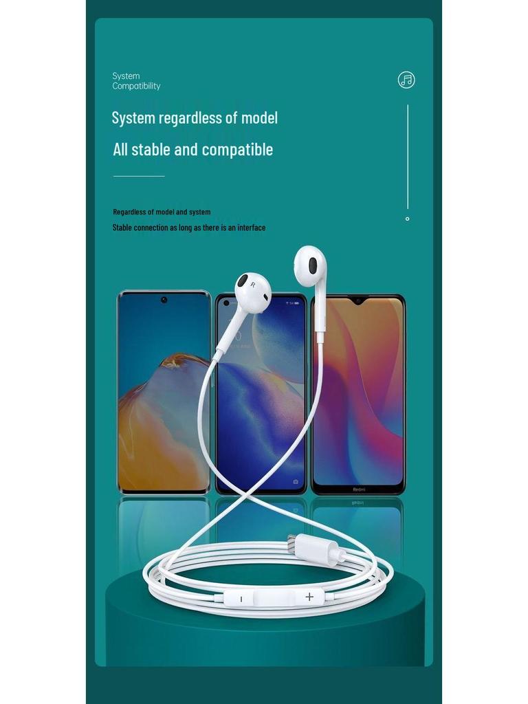 Compatible vivo X80/X80Pro In-Ear Type-C Earphone Cable with Microphone