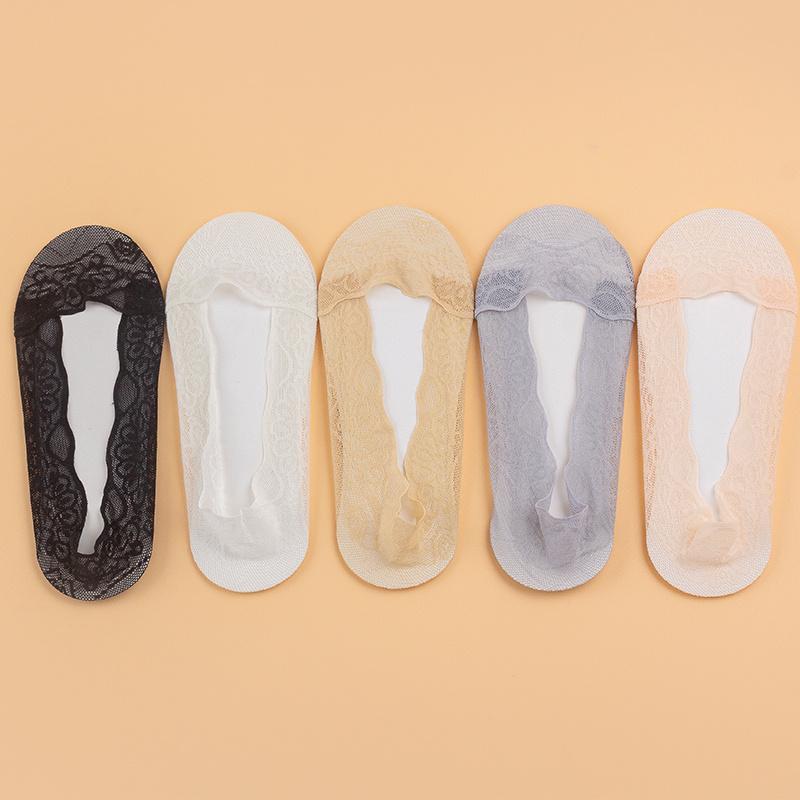 Socken Damen Hausschuhe Socken Unsichtbare Boot Mesh Spitze Dünne Kurze Socken Rutschfest Kühl Sexy Atmungsaktiv
