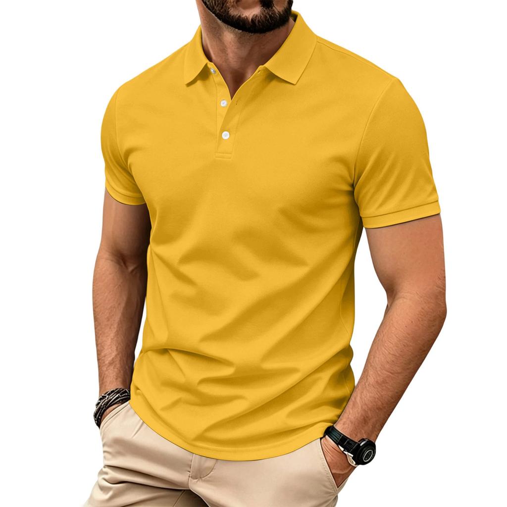 Men's Classic Fit Short Sleeve Polo Shirt with Breathable Quick Dry Fabric and Turn Down Collar for Casual or Sportswear