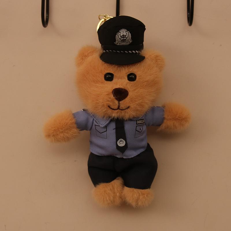 

Boutique Internet celebrity police bear plush toy traffic police bear small pendant keychain doll uniform teddy bear pendant 10cm [ordinary lanyard]