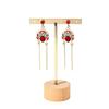 Wooden Bottom Three-piece Earrings Display Stand, Stud Earrings, Trinkets, Hangers, Earrings, Ear Jewelry Display Props, Shelves