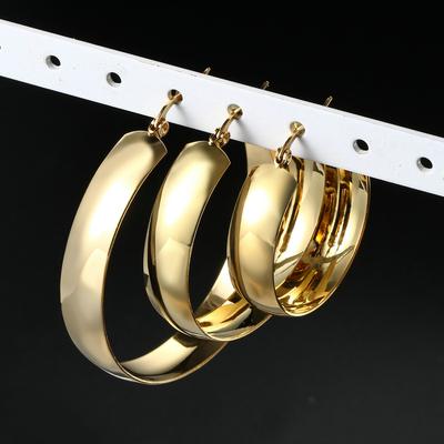 Stainless Steel Wide Big Statement Hoop Earrings For Women Big Round Metal Earings Titanium Steel Punk Jewelry Accessories