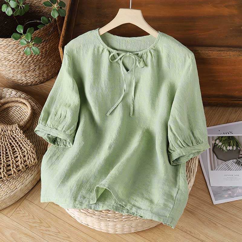 T-shirt for Women Summer Large Size Cotton Solid Color Soft Loose Casual Pullover T-shirt Top