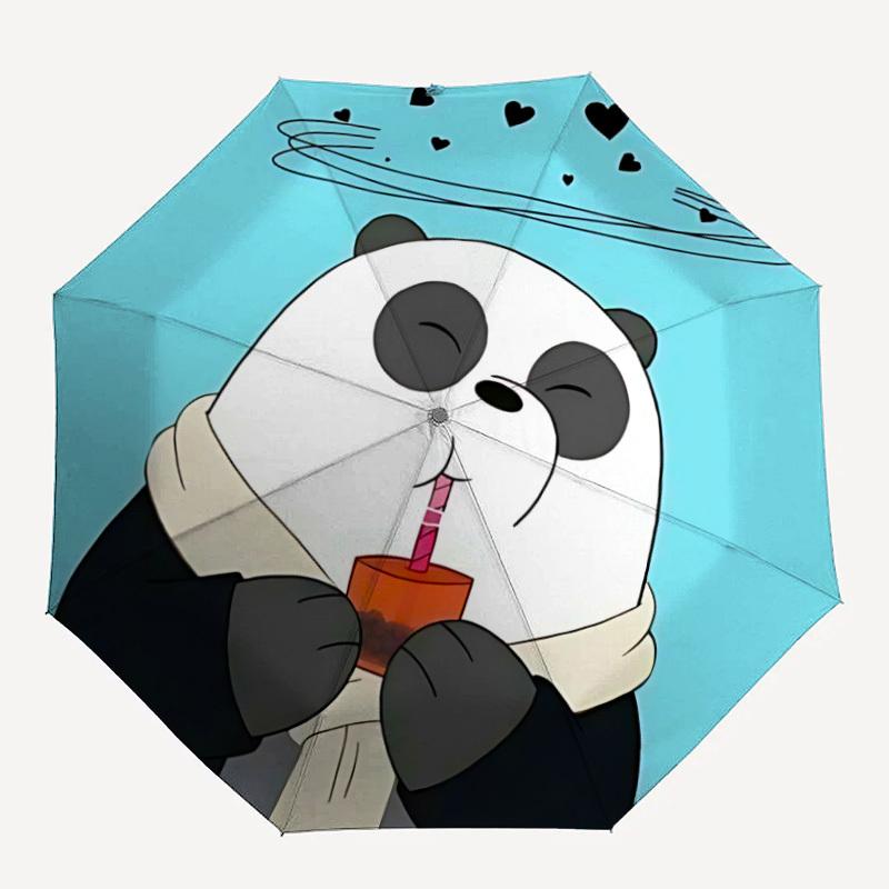 

1pc We Bare Bears Automatic Folding Umbrella - Compact 8-Rib Design,Festive Gift for Friends & Family, Compact Umbrella 22043