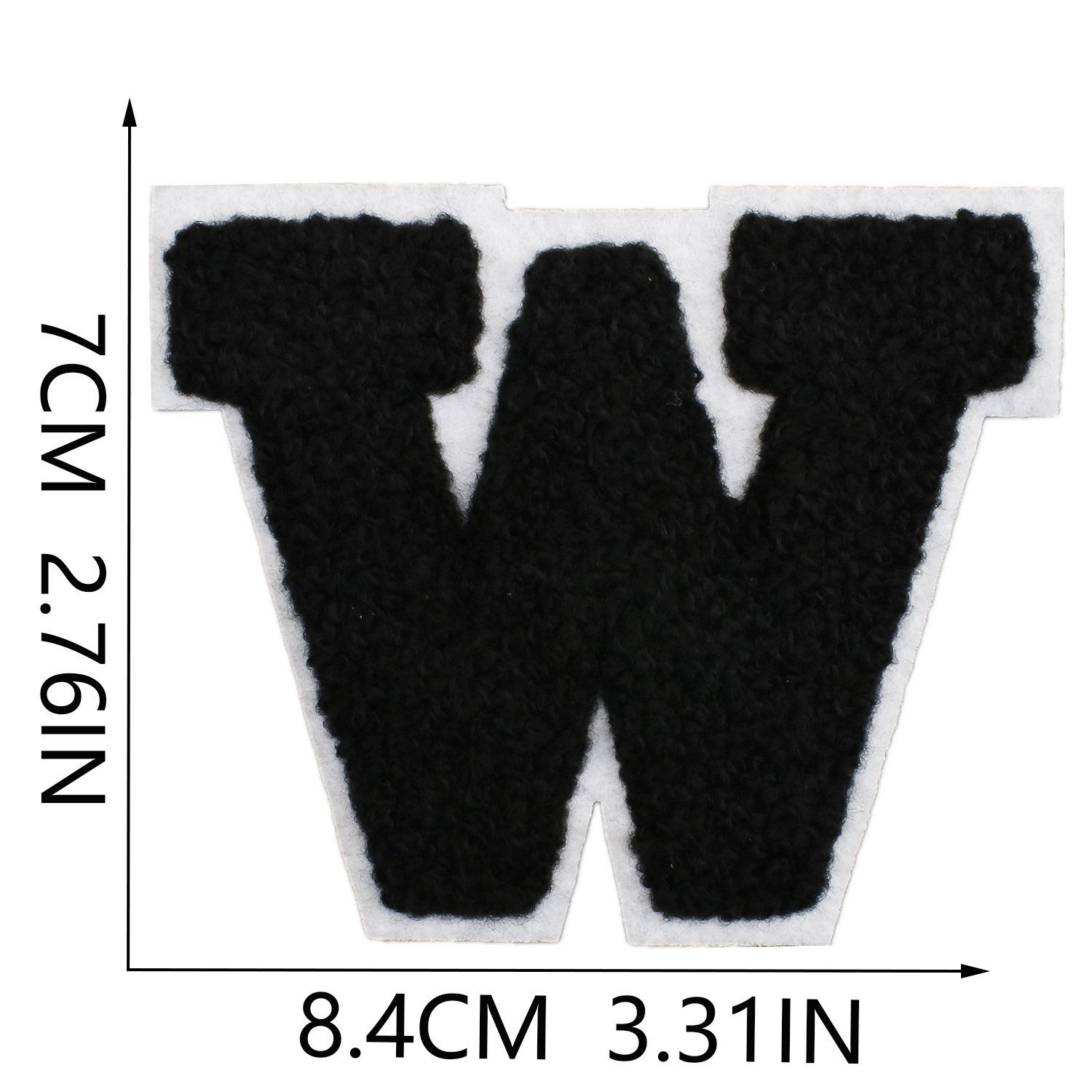 

Roaring Sky Chenille Letter Patch: 7cm White Background & Black Letters A-Z, Iron-on Sticker for Bag Decoration