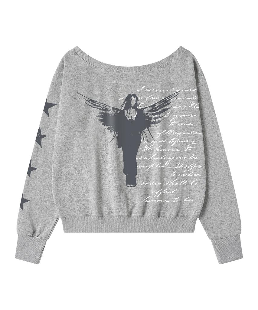 GRAVER [Woman] Take Me One-Shoulder Sweatshirt_Gray