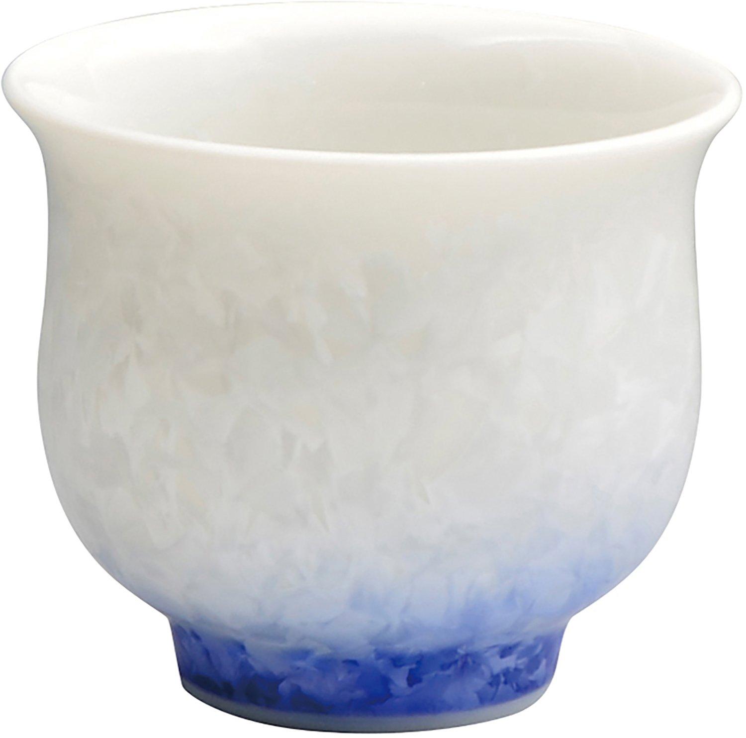 

Kyoto ware, Kiyomizu ware, Touan kiln, Sake cup, Flower crystal (white with blue background), KTA856-01
