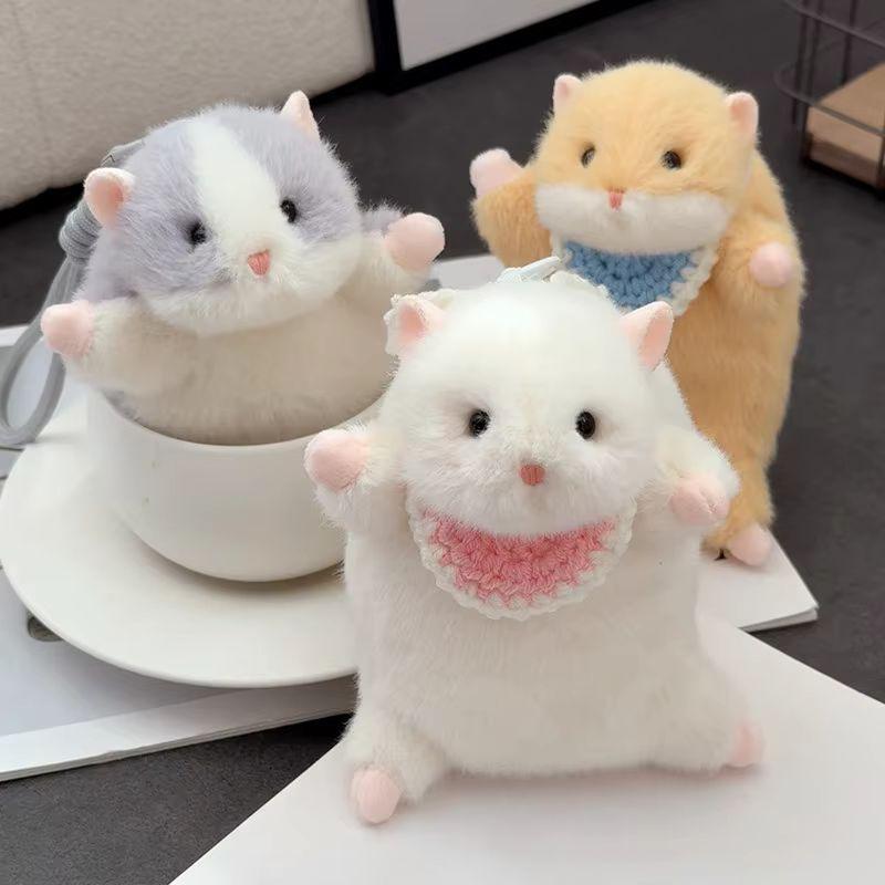 New Products In Stock Cute Golden Bear Little Hamster Plush Toy Cartoon Cute Pet Keychain Bag Pendant Style To Good Friends