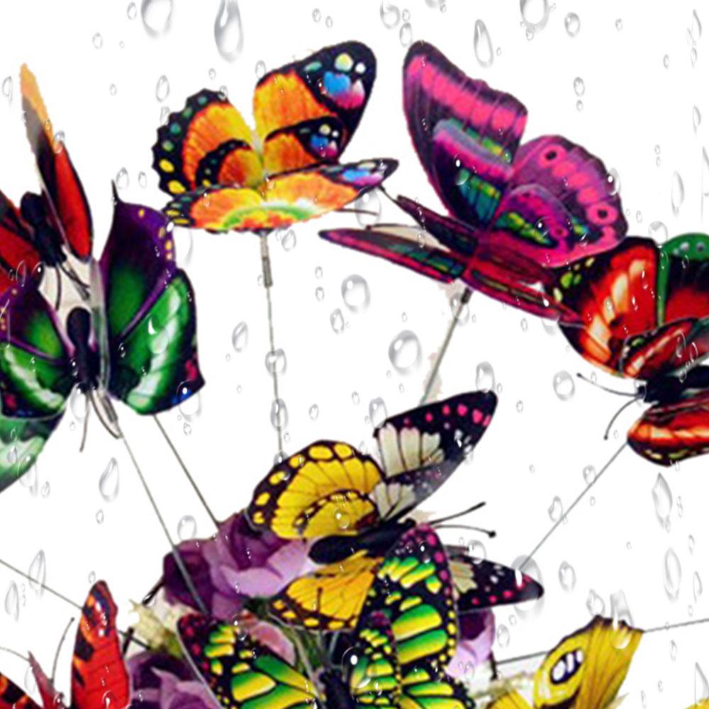 50/100Pcs 3D Butterfly Stakes Waterproof Multi-color Fake Butterfly Garden Artificial Pole Butterfly Ornaments Outdoor Decor