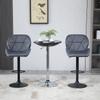 Set of 2 Bar Stools with Adjustable Height Metal Base Velvet Seat, High Swivel Kitchen Stools with Backrest and Footrest, 51.5x57.5x93-114.5cm, Grey