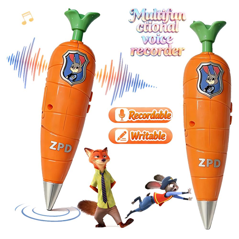 Zootopia 2 Morkos Įrašymo Rašiklis | Judy ir Nick Stiliaus Vaikams | 60S Mini Įrašytuvas | 2-in-1 Rašiklis su Geliniu Rašalu Kanceliarinės Prekės