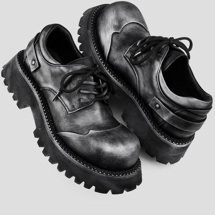 

Формальные туфли дерби с наклоненной головкой в британском стиле, мужские, модные, на толстой подошве, с внутренней вставкой для увеличения роста, с большой головкой, для通勤, повседневные 45