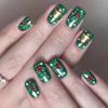 ABS Press On Nail 24PCS Christmas Snowflake Green Bell Design Reusable Artificial Nail For Festive Occasions