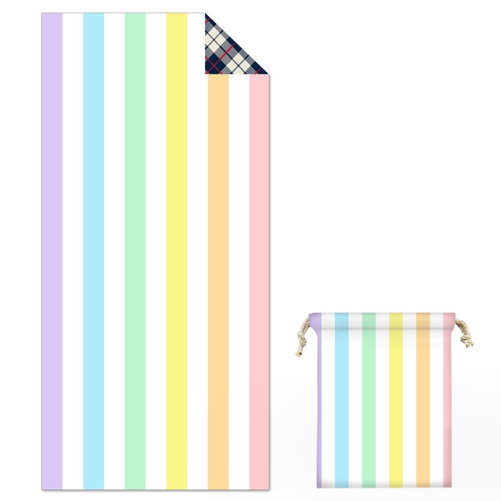 Color Stripe Series Double-sided Fleece Absorbent Printing Quick-drying Swimming Beach Bath Towel Straight