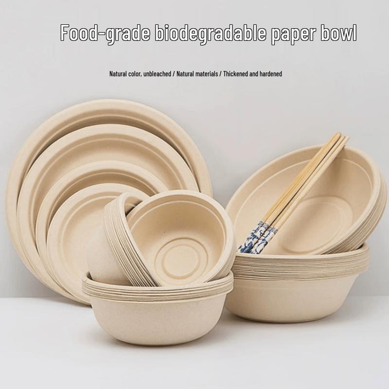 Disposable 1000ml Paper Pulp Salad Bowl with Lid