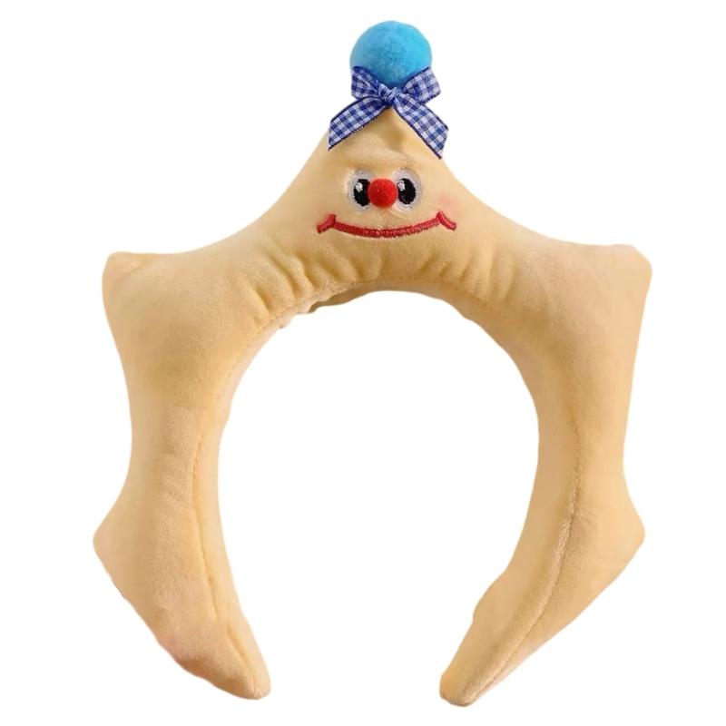 

Cartoon Plush Hairhoop with Star and Pompoms Kids Headwear Safe Hairband for Toddler Girl Birthday Party DressingUp жёлтый