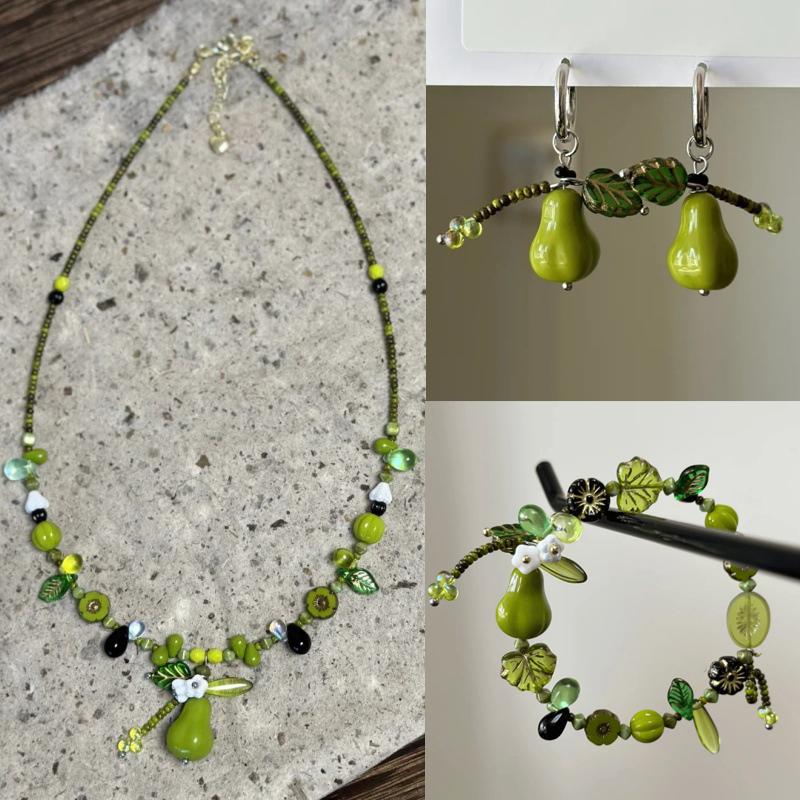Hawaiian Style Colorful Plant Flower Czech Bead Pendant Acrylic Summer Collarbone Chain Women's Party Gift