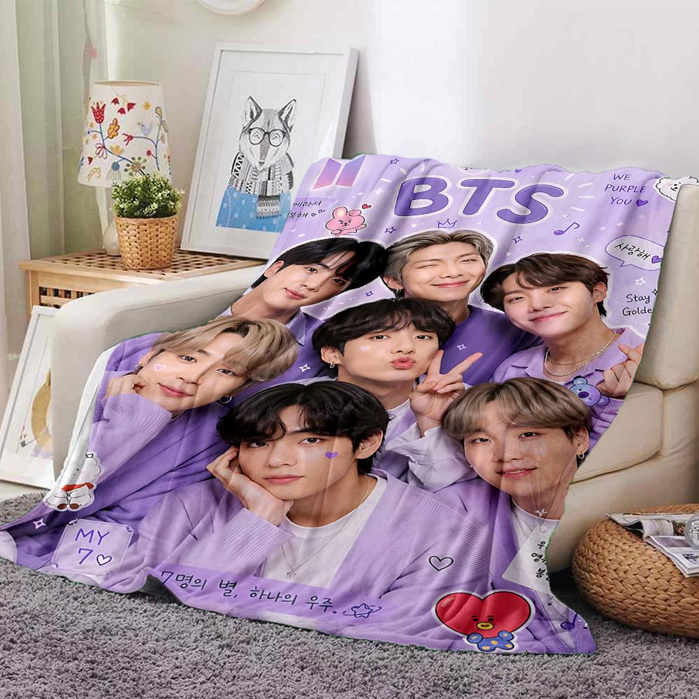 1pc Kpop Group Portrait flannel Blanket for Super Soft Cute Comfort Blanket for Travel Bedding Couch Sofa Blanket Y72327