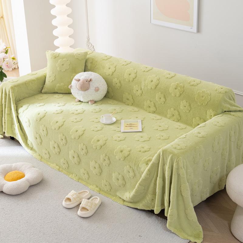 Υφασμάτινο Κάλυμμα Καναπέ με Λουλούδια Υψηλής Ποιότητας Γαλλικού Κρεμ Στυλ Γκρι Αντιχαρακτικό Μαξιλάρι Βελούδινη Περιεκτική Πετσέτα Καναπέ