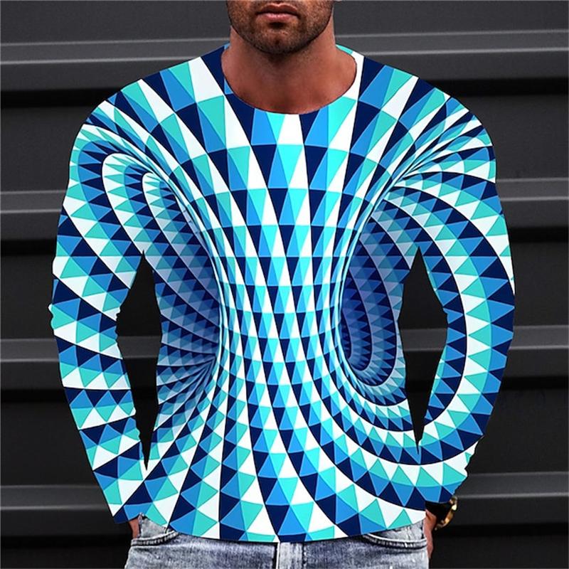 Funny Optical Illusions Graphic T Shirt Fashion Casual 3D Printed Long Sleeve T-shirt Catch Eyes Streetwear Personalization Tees
