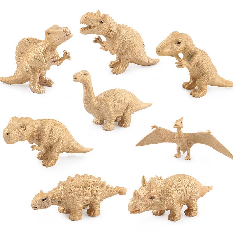Realistic Dinosaur Model Collection Of 8 Pieces Golden Edition Including Velociraptor Triceratops