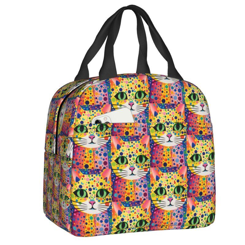 Custom Yayoi Kusama Abstract Painting Insulated Lunch Bag for Women Resuable Cooler Thermal Lunch Box Kids School Children