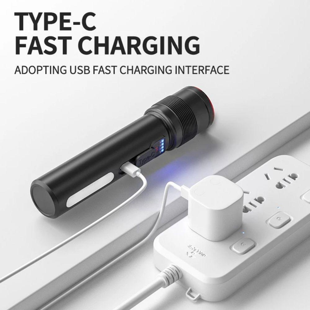 Rechargeable Strong Lighting Flashlight Long-Range Floodlight Portable Pocket Torch  Hiking