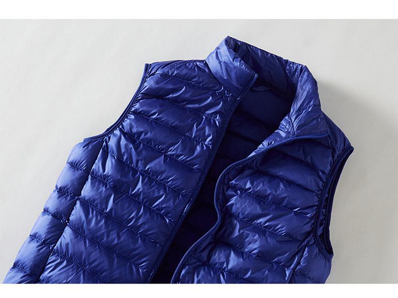 Men's Large Size Lightweight Down Vest - Stand Collar Sleeveless Jacket for Autumn/Winter