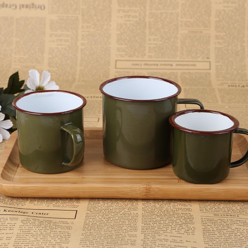 Green Nostalgic Enamel Cup Thickened Mug Durable Tea Jar  Gift
