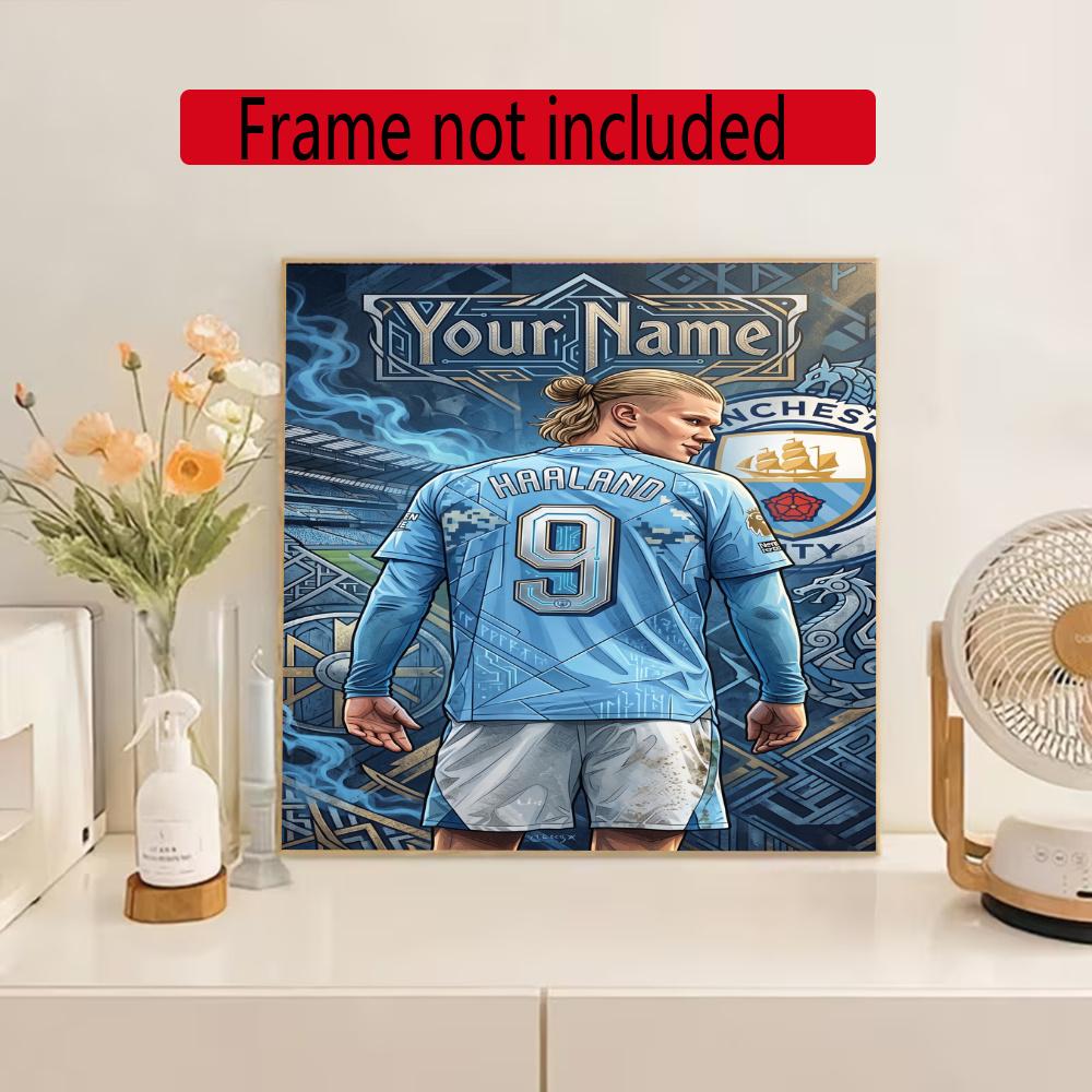 Haaland Customize Your Name Diamond Painting Round Diamond Diy Frameless Holiday Artwork Suitable For Home Office Wall Decoration