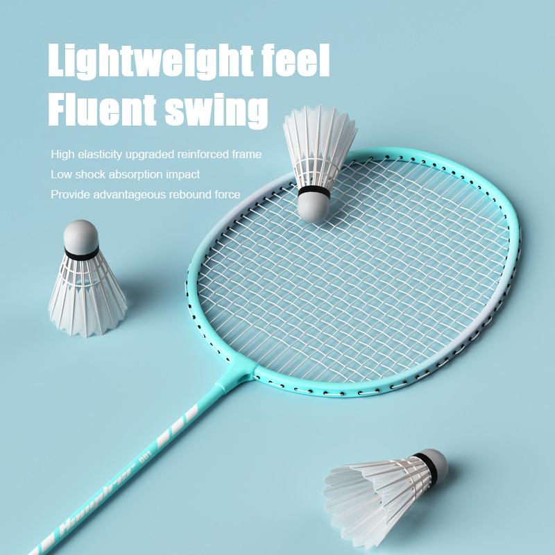Double Badminton Racket Set For Adults With Durable High Elasticity Good Looks Foam Handle Feathers Professional Defensive