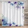 Floral Shower Curtains Garden Watercolour Flowers Plant Leaves Modern Minimalist Bath Curtain Polyester Fabric Bathroom Decor