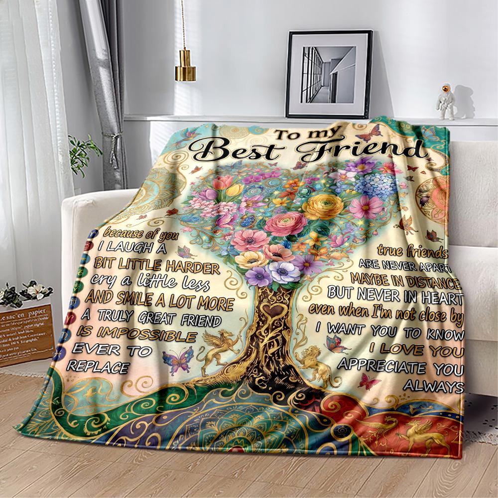 Friendship Poem Blanket Blanket Comfortable Great for Chair Seaside Livingroom Four Seasons Multipurpose Modern