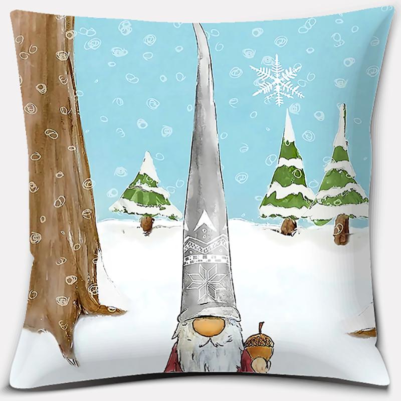 Santa Print Series Pattern Pillowcase Square Pillowcase Home Office Decoration Pillowcase