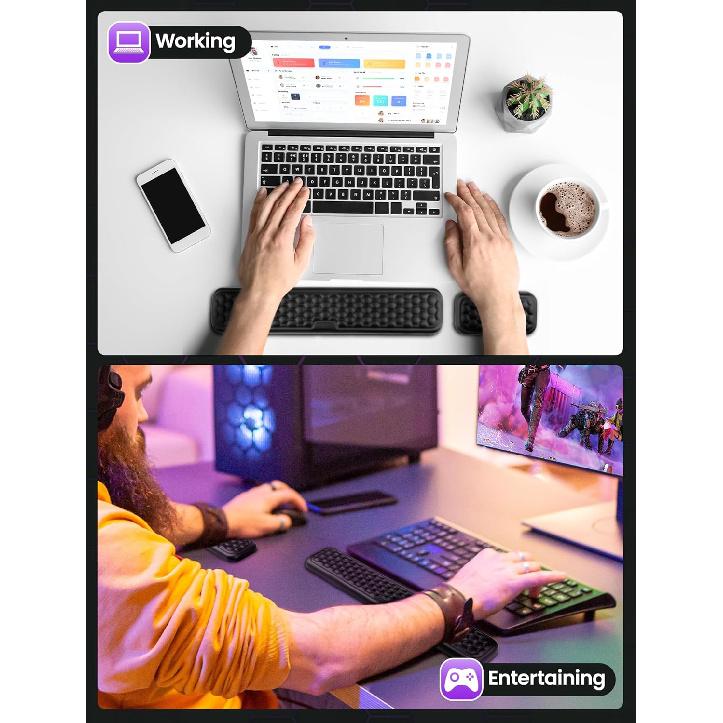 Wrist Rest for Keyboard and Mouse, gliship Wrist Rest for Computer Keyboard Mouse Memory Foam, Keyboard Arm Rest Wrist Support for Keyboard PU