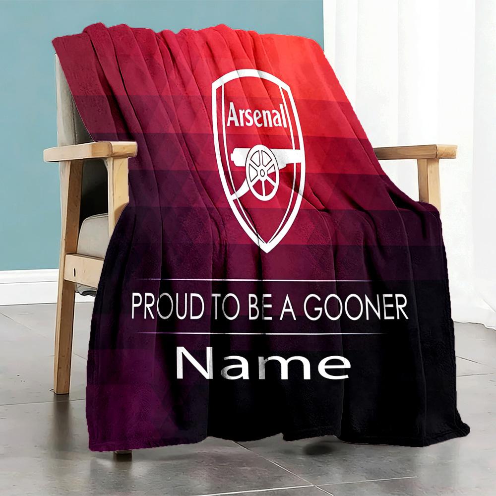 Proud Arsenal Fan Personalized Name Blanket Multi-purpose Customizable Blanket Ultra-Soft Perfect for Living Room Livingroom Bed Nap