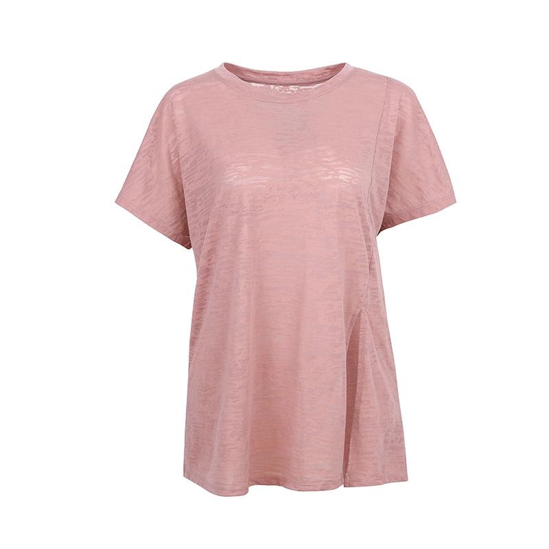 Damen Lockerer Hoodie Sportoberteile Yoga-Kleidung Schnelltrocknendes Lauf-Kurzarm-T-Shirt Fitnesskleidung